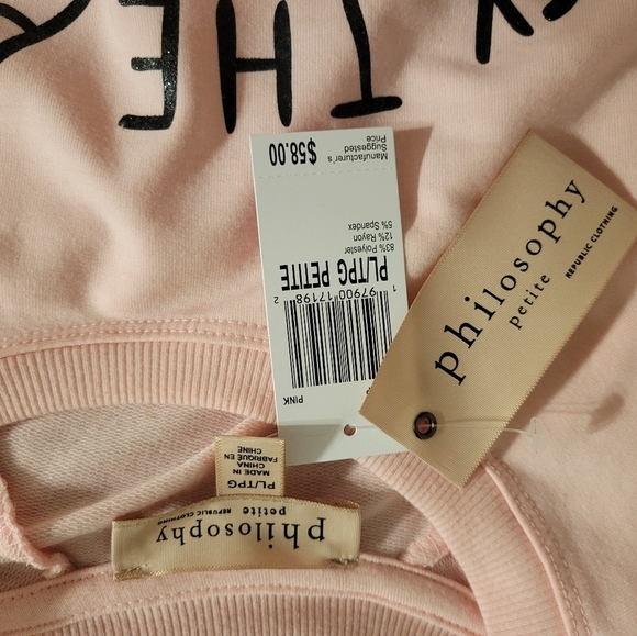 Philosophy Pink Sweatshirt with Flamingo and Palm Tree Design Christmas in July - Picture 3 of 3